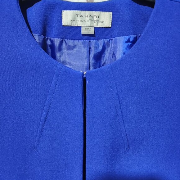 Tahari Arthur S. Levine Royal Blue Long Ponte Classic Jacket Blazer Size 10 - Picture 3 of 6